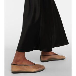 KHAITE Marcy leather-trimmed mesh ballet flats size 40